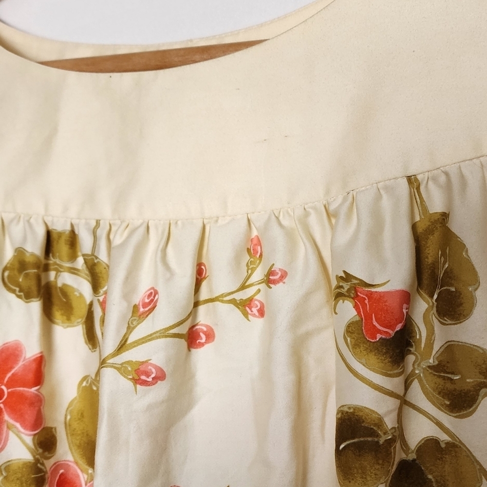 Jill Stuart Yellow Hibiscus Floral Hawaiian Swing Dress Pockets Large Vintage - Picture 7 of 13